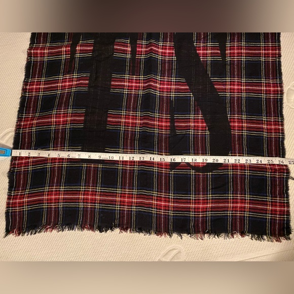 All Saints Vertical Plaid Wool Blend Scarf - Picture 7 of 9